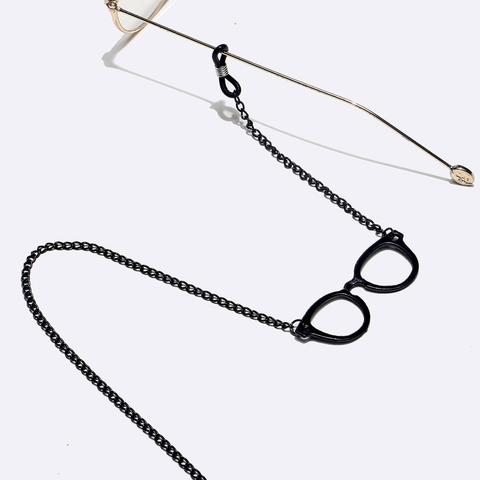 Metal Glasses Chain Non-Slip Eyeglass Lanyard With Miniature Eyewear Charms Decorative Holder Strap Black Fashion Accessory