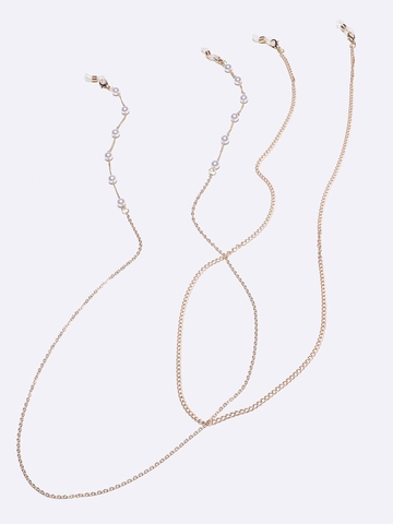 Catena Per Occhiali Elegante In Rame Dorato Con Decorazione Di Künstliche Perle Bianche Cordino Antiscivolo Per Donne Moda