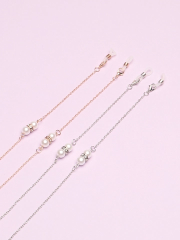 Elegante Catenella Per Occhiali In Rame Con Künstliche Perle Finte E Strass Cordino Per Occhiali Perla Artificialto Per Donne