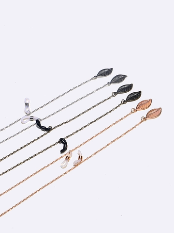 Eyeglass Chain Anti Slip Eyewear Lanyard Copper Metal Strap With Hollow Leaf Pendant Retro Decorative Sunglasses Holder