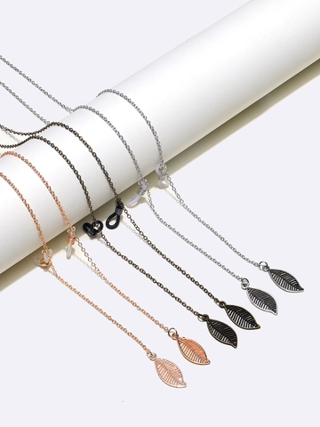 Eyeglass Chain Anti Slip Eyewear Lanyard Copper Metal Strap With Hollow Leaf Pendant Retro Decorative Sunglasses Holder