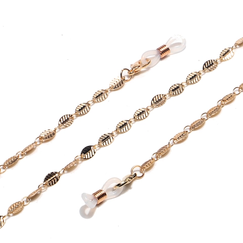 Hollow Leaf Glasses Chain Metal Gold Non-Slip Eyewear Retainer Strap Fashion Decorative Mask Holder Cord