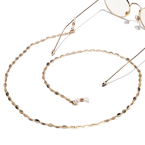 Hollow Leaf Glasses Chain Metal Gold Non-Slip Eyewear Retainer Strap Fashion Decorative Mask Holder Cord