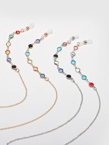 Kleurrijke Kristal Koperen Brillenkoord Antislip Brilketting Verstelbare Siliconen Lussen Mode Nekkoord Dames