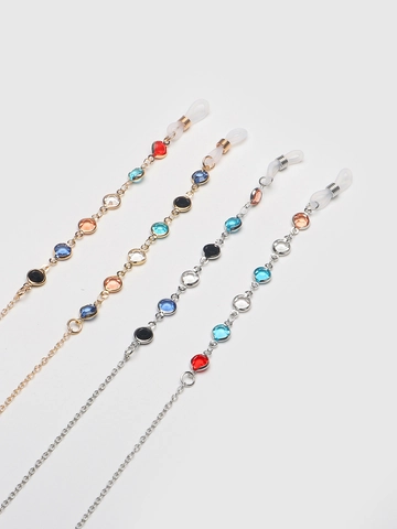 Kleurrijke Kristal Koperen Brillenkoord Antislip Brilketting Verstelbare Siliconen Lussen Mode Nekkoord Dames