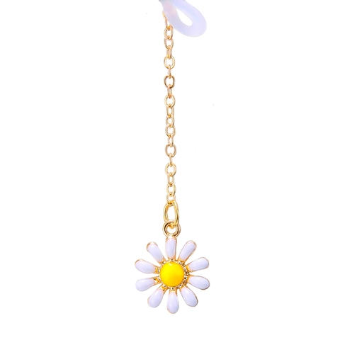 Chaîne De Lunettes Pendentif Marguerite Antidérapante Or Métal Alliage Cuivre Cordon Pour Lunettes Avec Boucles Silicone