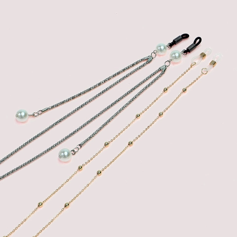 Catene Per Occhiali Rame Metallo Catena A Serpente Con Künstliche Perle Sintetiche E Catena Di Perline Anelli Silicone Antiscivolo