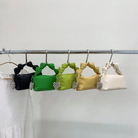 Sac À Main Minimaliste Pour Femmes En Cuir PU Texture Litchi Poignée Nouée Mini Sac Bandoulière Style Été Tendance