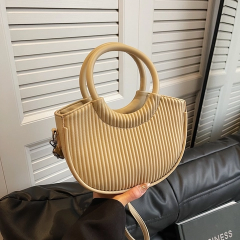 Borsa A Mano Mezzaluna Pieghettata Pelle PU Borsa A Tracolla Per Donna Moderna Alla Moda Versatile Accessorio Quotidiano
