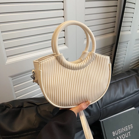 Borsa A Mano Mezzaluna Pieghettata Pelle PU Borsa A Tracolla Per Donna Moderna Alla Moda Versatile Accessorio Quotidiano