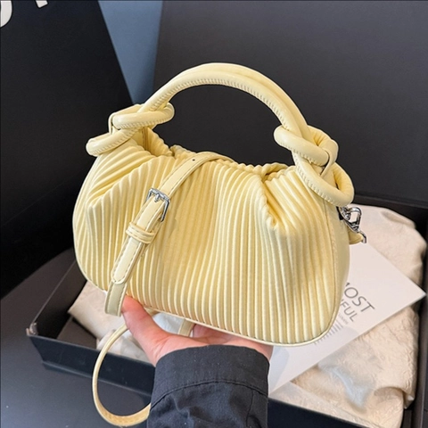 Borsa A Tracolla Arricciata Da Donna Pelle PU Borsa A Mano Nuvola Plissettata Con Manico Annodato Borsa A Spalla Versatile Alla Moda