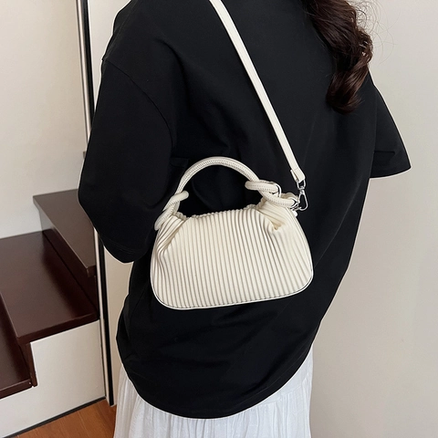 Borsa A Tracolla Arricciata Da Donna Pelle PU Borsa A Mano Nuvola Plissettata Con Manico Annodato Borsa A Spalla Versatile Alla Moda