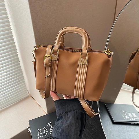 Borsa A Mano Crossbody In Pelle PU Vintage Per Donna Con Hardware Dorato Manico Superiore E Tracolla Regolabile Daily Tote