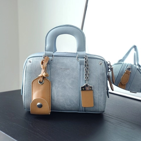 Dames Mode Boston Tas Kunstleer Mini Handtas Afneembare Schouderriem Ritssluiting Retro Stijl