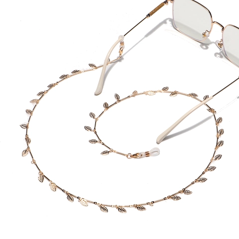 Gouden Metalen Brillenketting Holle Blad Antislip Brillenkoord Modieus Voor Dames