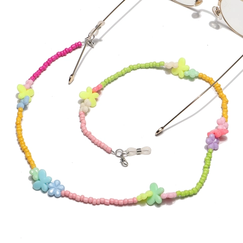 Kleurrijke Kralen Brillenkoord Resin Bloem Smiley Antislip Brillenband Voor Masker En Zonnebril Houder