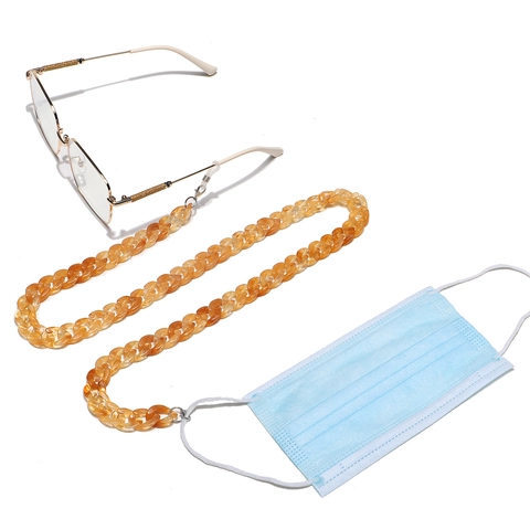Acrylic Resin Glasses Chain Anti-slip Eyewear Lanyard Amber Transparent Lightweight Necklace Mask Strap For Women