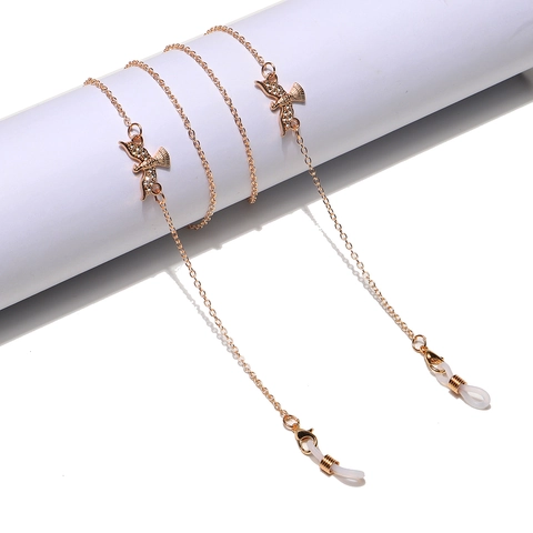 Vogel Anhänger Brillenband Legierung Straß Rose Gold Rutschfest Brillenhalter Maskenkette Elegantes Accessoire