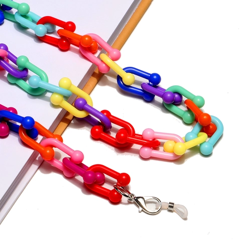 Catena Per Occhiali In Acrilico Colorato Cordino Antiscivolo Per Occhiali Maglie Grosse Arcobaleno Supporto Multiuso