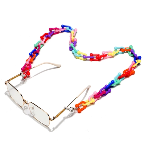 Catena Per Occhiali In Acrilico Colorato Cordino Antiscivolo Per Occhiali Maglie Grosse Arcobaleno Supporto Multiuso
