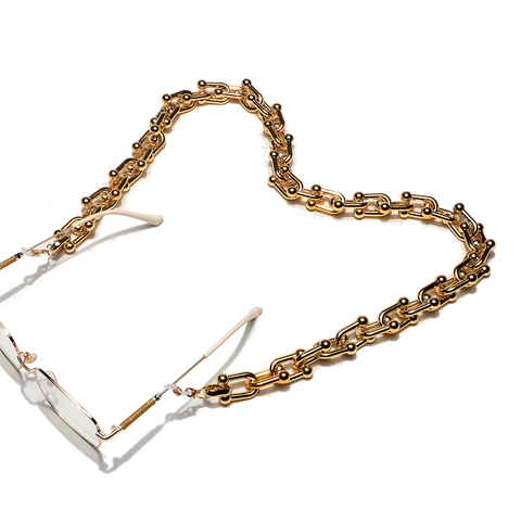 Glasses Chain For Women Fashion U-Link Metallic Finish Anti-Slip CCB Eyeglass Lanyard Mask Strap Holder