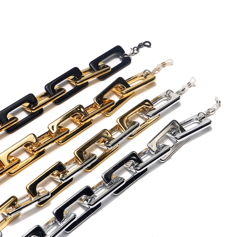 Retro Rectangular Acrylic Glasses Chain Anti-Slip Mask Lanyard For Eyewear Geometric Industrial Style Fashion Accessories