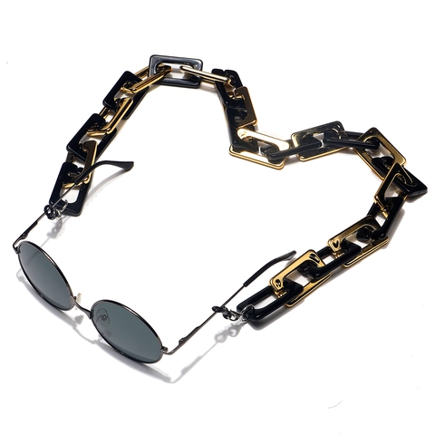 Retro Rectangular Acrylic Glasses Chain Anti-Slip Mask Lanyard For Eyewear Geometric Industrial Style Fashion Accessories