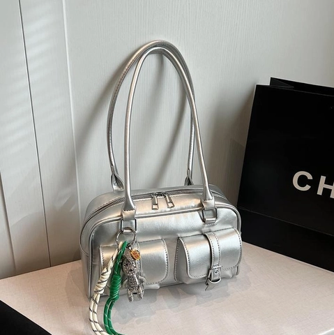 Borsa Sottoascia Donna Retro Multi Tasca In Pelle PU Borsa A Spalla Con Pendente Orsetto Moda Y2K Versatile