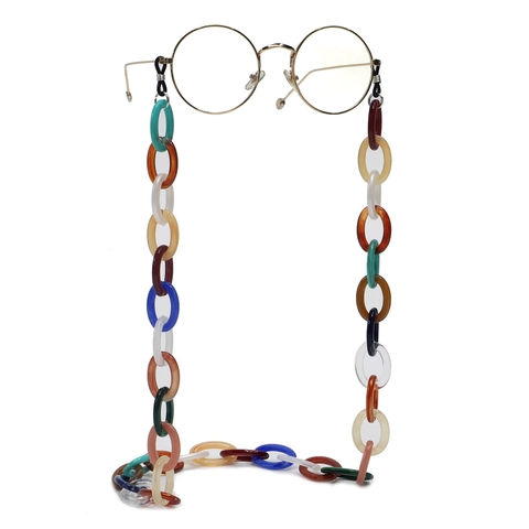 Brillenkette Aus Acrylharz Große Glieder Ovale Ringe Rutschfestes Brillenband Mode Marmortextur Verstellbar Retro