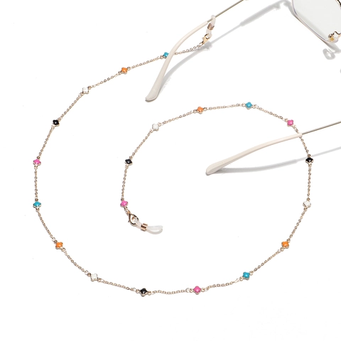 Glasses Chain Metal Mask Lanyard With Colorful Enamel Four Leaf Clover Charms Fashion Elegant For Women Sunglasses