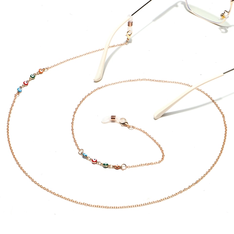 Evil Eye Glasses Chain Multi Color Enamel Beads Gold Alloy Anti Slip Eyewear Strap Mask Holder Bohemia Style For Women