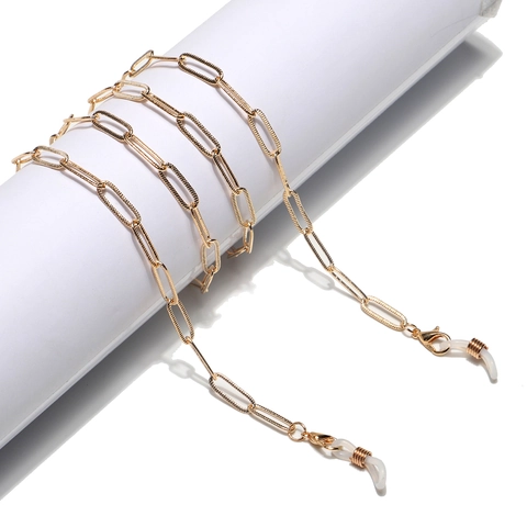 Fashion Copper Metal Paperclip Glasses Chain Gold Hollow Anti-Slip Sunglasses Lanyard Holder Strap Eyewear Accessory