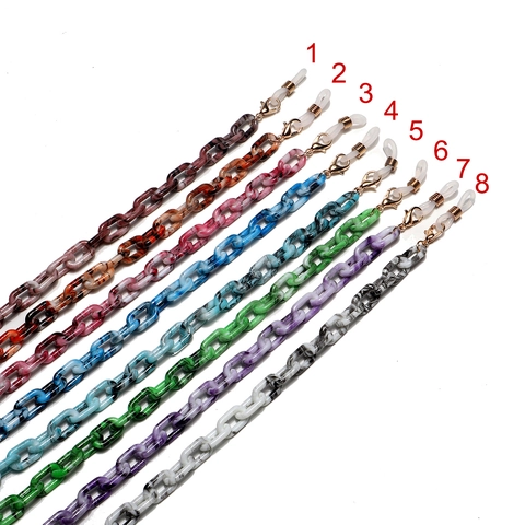 Acrylic Glasses Chain Marble Pattern Anti-Slip Eyewear Strap Lanyard With Metal Clasp And Silicone Loops Fashionable Women