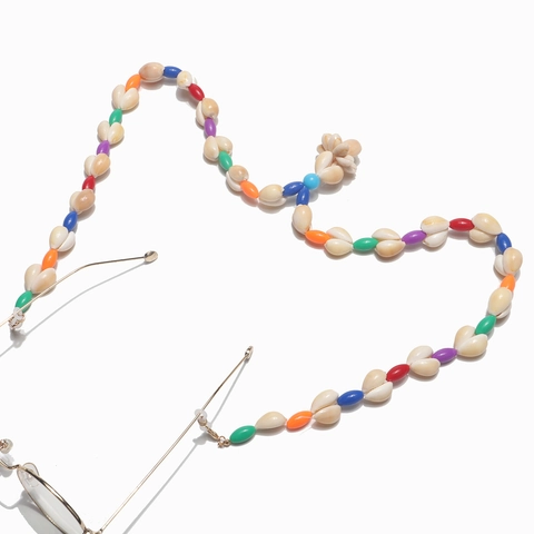 Colorful Shell Glasses Chain With Multi Color Beads Bohemian Style Non Slip Eyewear Lanyard Strap For Women