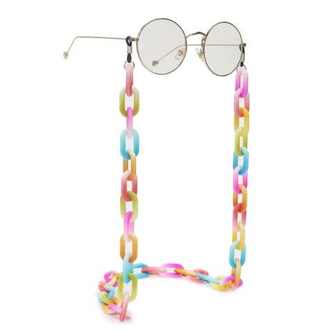 Colorful Acrylic Glasses Chain Anti-Slip Rainbow Gradient Plastic Resin Eyewear Strap For Sunglasses Retro Lightweight