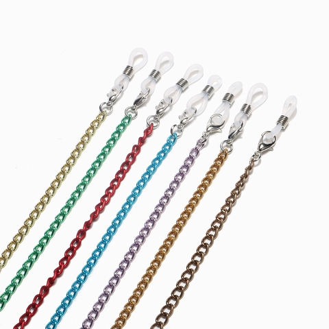 Glasses Chain Metal Anti-Slip Eyewear Lanyard Decorative Sunglasses Holder With Silicone Loops And Lobster Clasp