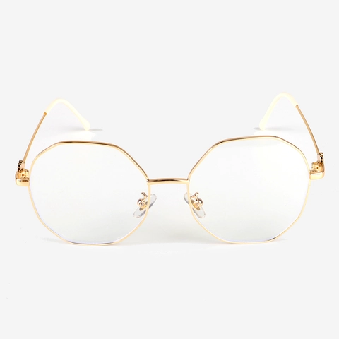 Occhiali Bloccanti Luce Blu Montatura In Metallo Ottagonale Oro Montatura Per Occhiali Poligonale Per Uomo Donna
