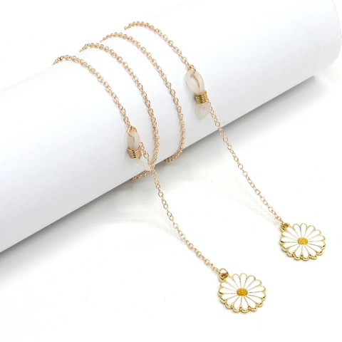 Daisy Pendant Glasses Chain Non-Slip Metal Gold Eyewear Strap Cord Necklace For Women Decorative Sunglasses Lanyard