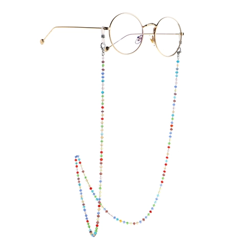 Catena Occhiali Da Sole Acciaio Inossidabile Perle Cristallo Colorate Cordino Occhiali Antiscivolo Accessorio Moda Donna