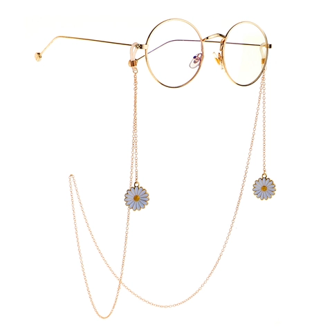 Daisy Pendant Glasses Chain Non-Slip Metal Gold Eyewear Strap Cord Necklace For Women Decorative Sunglasses Lanyard