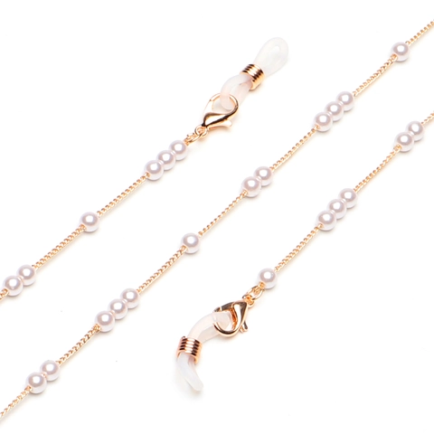 Artificial Pearl Glasses Chain Gold Metal Link Anti-slip Strap Lanyard For Eyewear Sunglasses Fashion Elegant Women Accessory