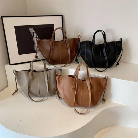 Damen Lychee Muster PU Leder Tote Bag Kontrastnaht Flügel Design Schulter Handtasche Pendler Mode