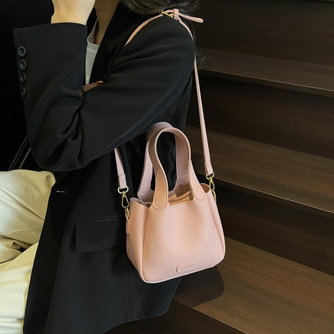 Sac Seau En Cuir PU Granulé Sac À Main Avec Bandoulière Réglable À La Mode Décontracté Pour Femme