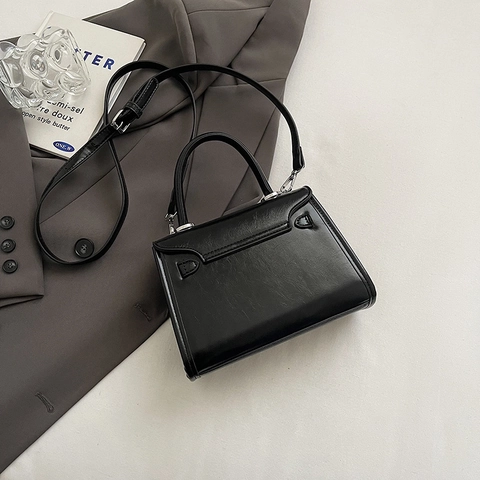 Women Vintage Handbag PU Leather Printed Canvas Crossbody Shoulder Bag With Metal Twist Lock And Adjustable Strap
