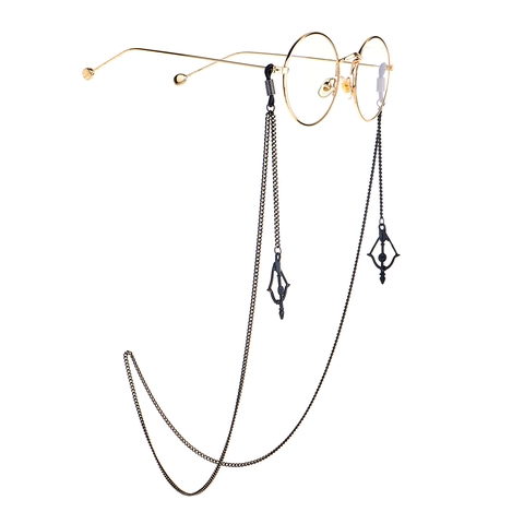 Anti Slip Glasses Chain Alloy Metal Matte Black Arrow Pendant Eyeglass Strap For Sunglasses Eyewear