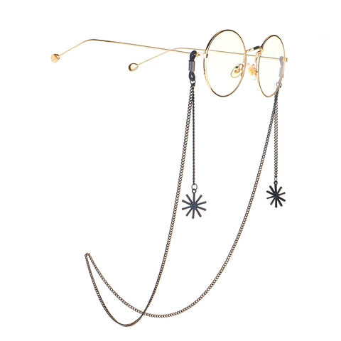 Glasses Chain Non-slip Black Metal Alloy Starburst Star Pendant Eyeglass Strap Sunglasses Cord Neck Lanyard Fashion Jewelry