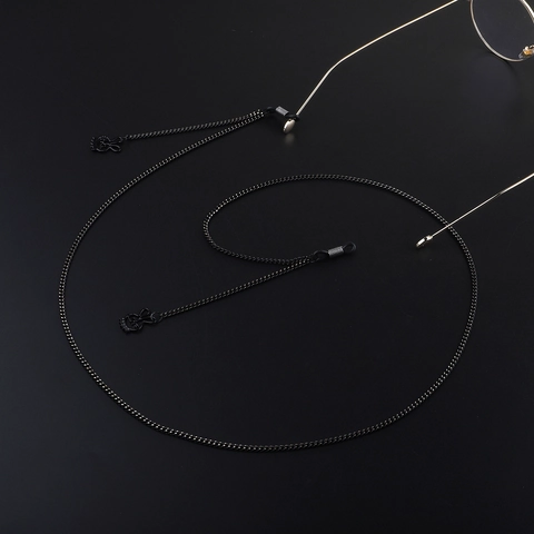 Anti-Slip Glasses Chain Metal Black Rabbit Heart Pendant Eyewear Strap Neck Hanging Accessory For Sunglasses