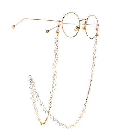 Elegante Metall Brillenkette Mit Hohlherz Mode Anti-Rutsch Brillenband Damen Anti-Verlust Sonnenbrillenhalter Retro