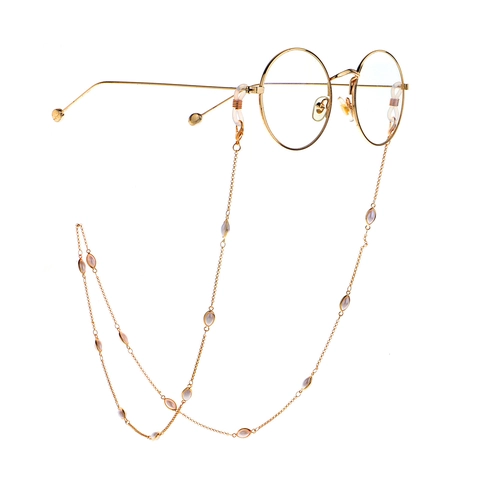 Elegante Catena Per Occhiali Rame Metallo Perla Artificial Imitazione Ovale Bianca Anelli Silicone Antiscivolo Cordino Occhiali Donna Vintage Oro