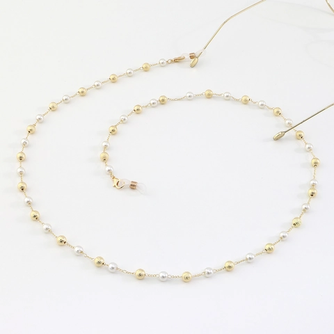 Fashion Glasses Chain Metal Eyewear Lanyard Faux Artificial Pearl Frosted Bead Anti-Slip Neck Strap For Women Elegant Jewelry